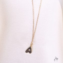 心意 Signal from Heart-手繪愛心鑲鑽 925銀鍍真金 短項鍊